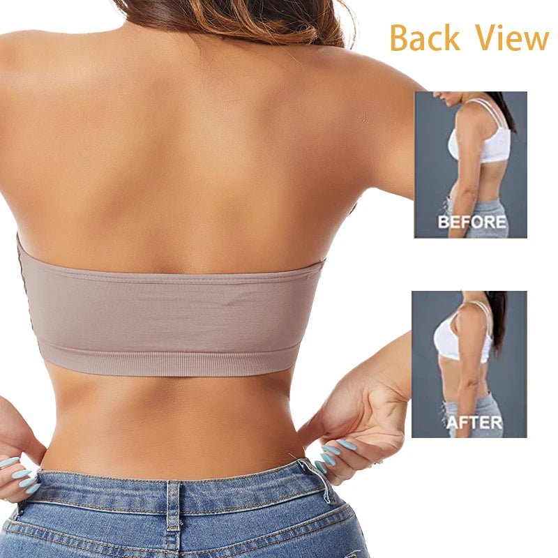 Daily Strapless and Wireless Women's Front Button Bra, Seamless Chest pad Comfortable Push-up Trendy Solid Color Lingerie