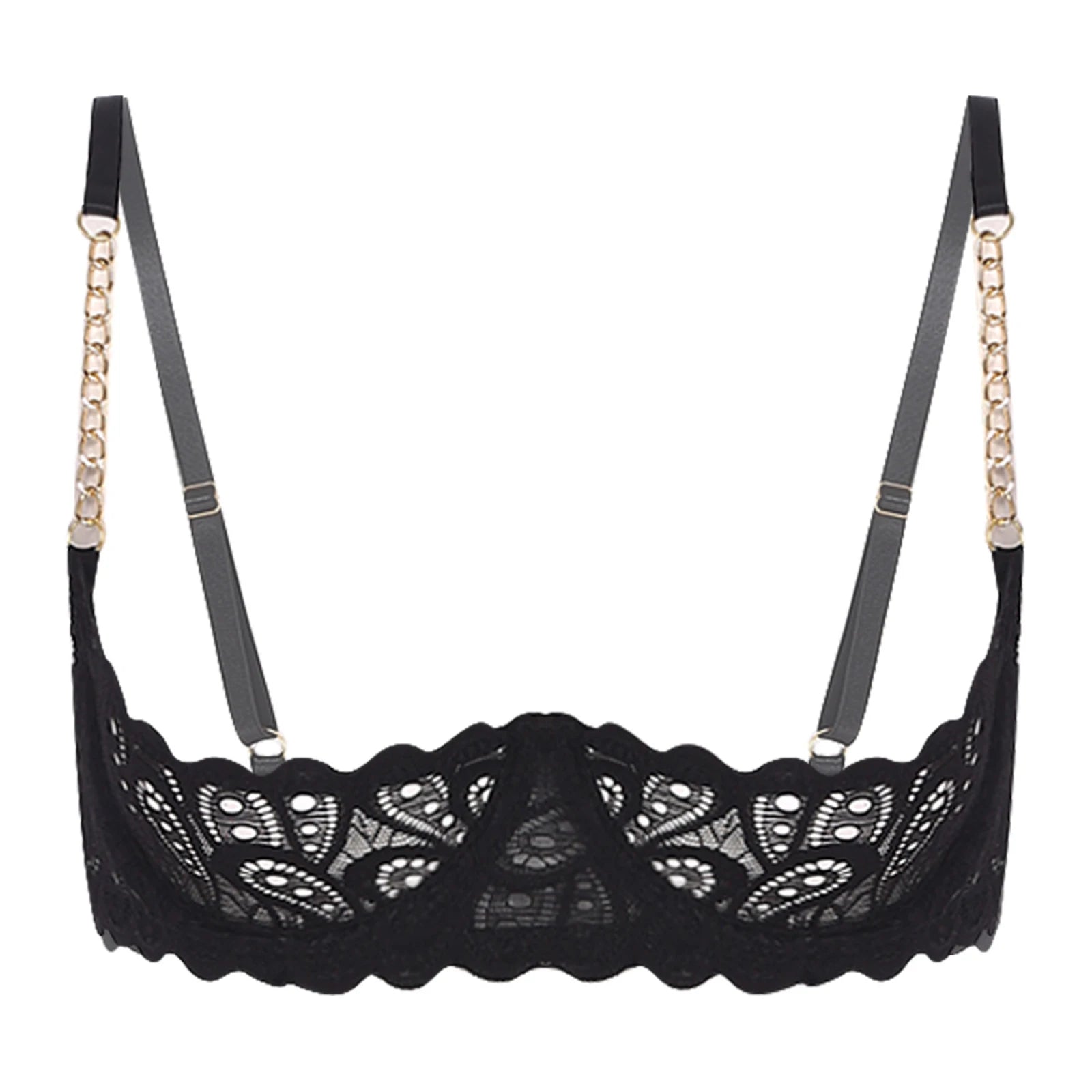 Womens Lingerie Bare Exposed Open Nipples Bra Underwear Set Floral Lace Brassiere 1/4 Cup Underwire Push-up Bralette Balconette