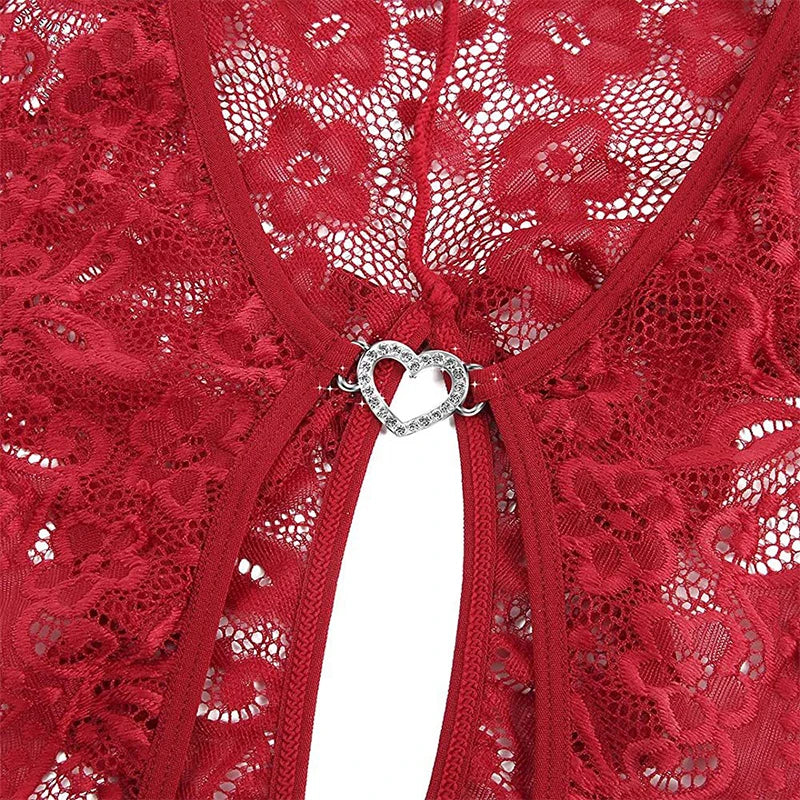 2023 New Erotic Lingerie For Women Lace Floral Transparent Bra Set Porn Costumes Deep V Open Bra Crotchless Bodysuit Underwear