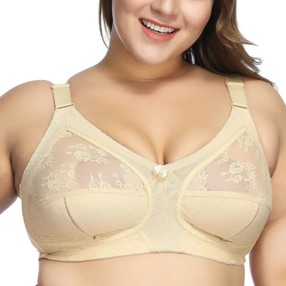 Women's Plus Size Bra Floral Lace Full Coverage Sexy No Steel Ring Bra Wrap Chest Sleeping Underwear Seamless Bras For Woman