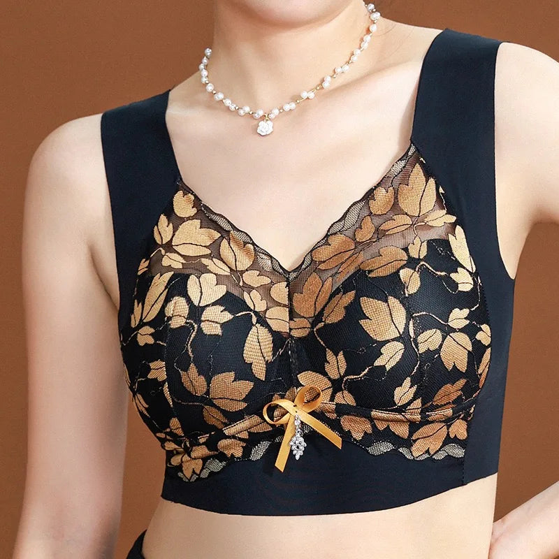Women's Seamless Bras Lace Sexy Lingerie Bra Anti-Sagging Large Size Underwear Comfortable Breathable Non Steel Ring Vest Bra