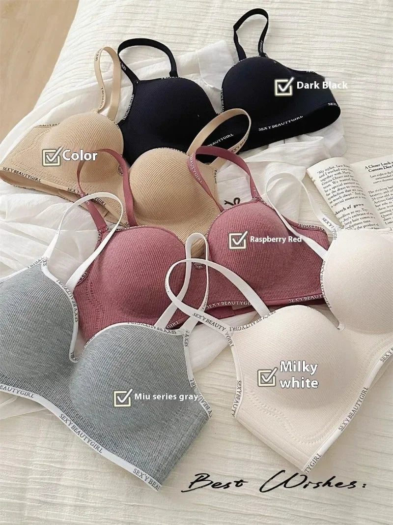 Wireless Push Up Bra for Small Chest - Seamless Anti-Sagging Invisible Bralette, Enhance Lift Comfort No Trace (Letter Design)