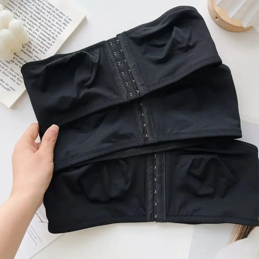Strapless Front Button Bandeau Invisible Soft Cushion Tube Top Removable Padded No Underwire Wireless Bralette for Women