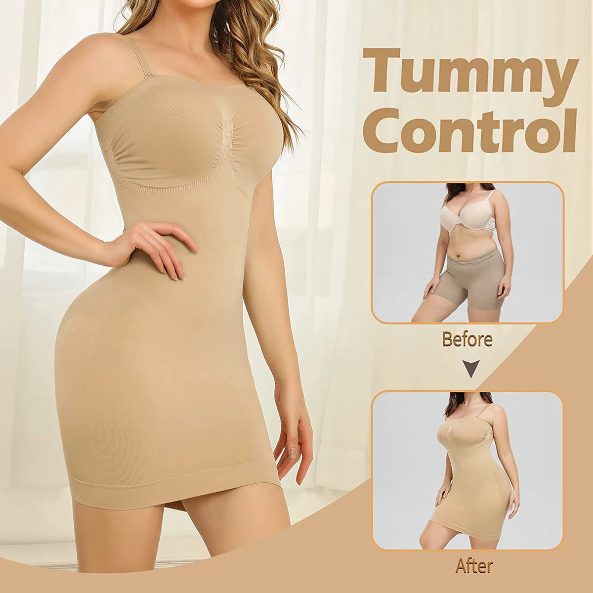 Strapless Shapewear Slip for Women Under Dress Full Slips Dress Tummy Control Camisole Body Shaper Sexy Corset Sliming Underwear