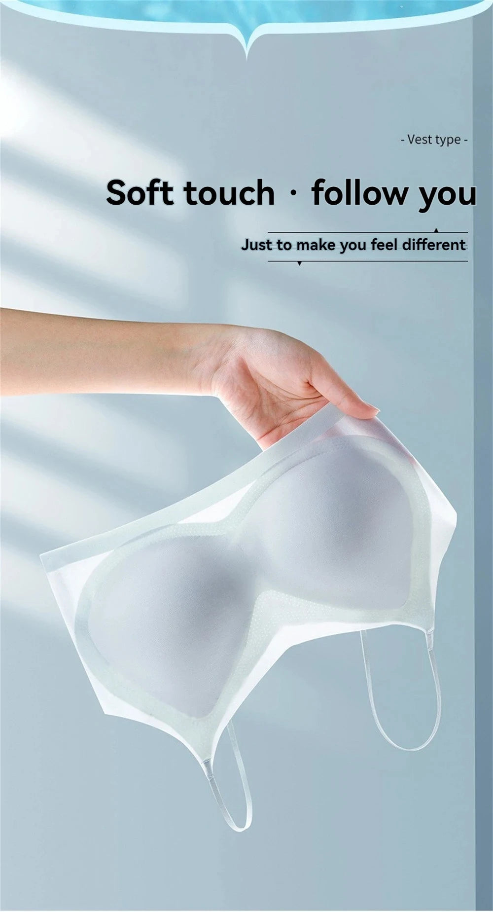 3PCS Ultra-Thin Breathable Ice Silk Bras Women's Seamless Back Halter Vest Wrap Bras Chest Gather Together Light Breathable Tops
