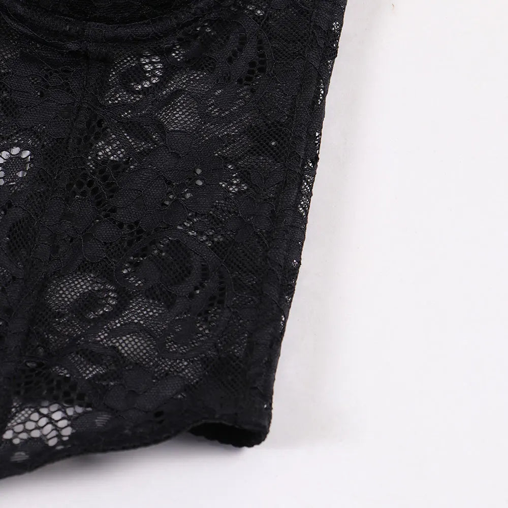 Sexy Black Lace Corset Women Corset Waist Bustier Open Crotch Body Shaper Lingerie Adjustable Belly Corsets Clothing Accessories