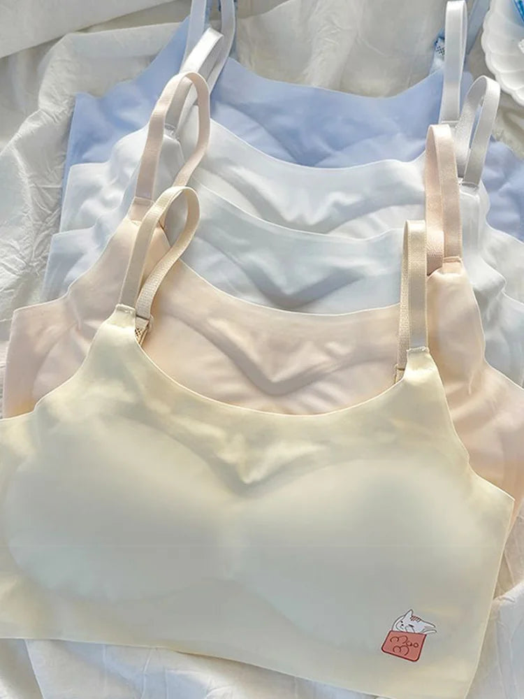 2pcs Bras Women Soft Skin Friendly Ice Silk Sports Yoga Bra Without Steel Ring Comfortable Breathable Support Girls Bra Vest