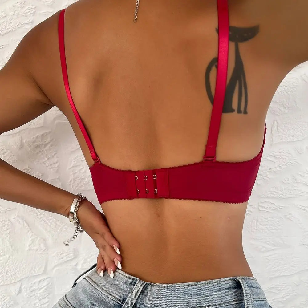 Push Up Gathered Deep V Bra Anti-sagging Underwear Lace Bras Shockproof Lingerie Bras for Women Gift