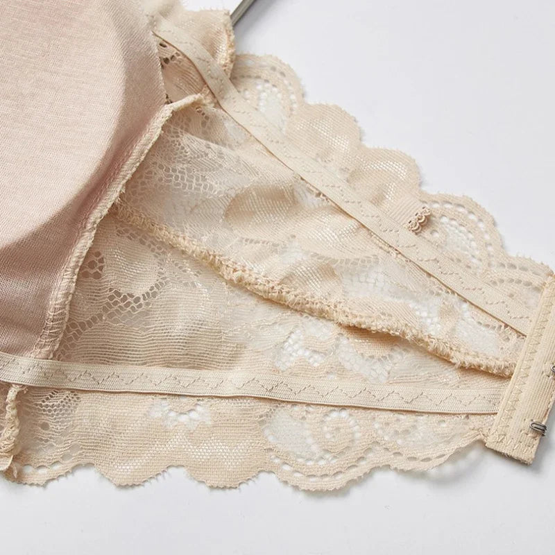 Lace Invisible Strapless Bras Women'S Solid Wrapped Chest Sexy Tube Top Underwear Female Beautiful Tank Top Seamless Crop Top