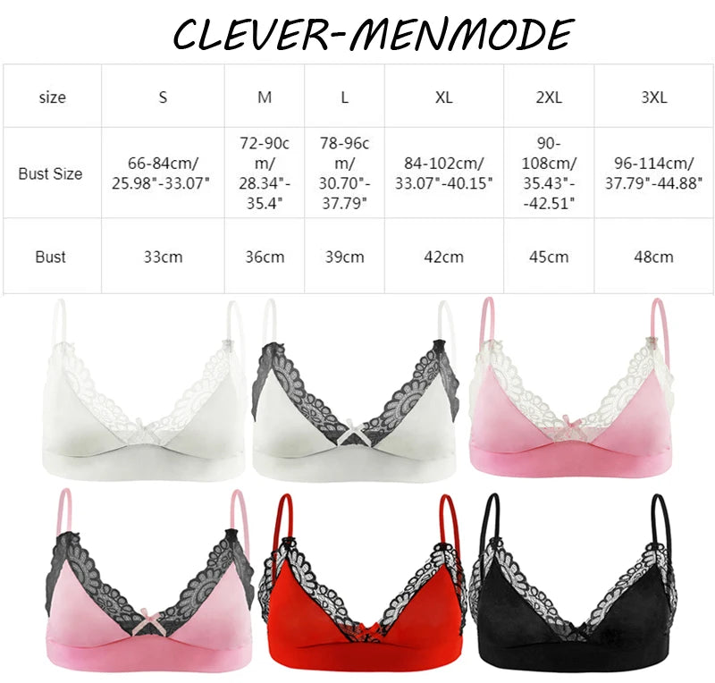 Men's Bras Sexy Underwear Lace See-Through Men's Safety Belts Body Sissy Clothing Gay Exposure Bikini Lingerie