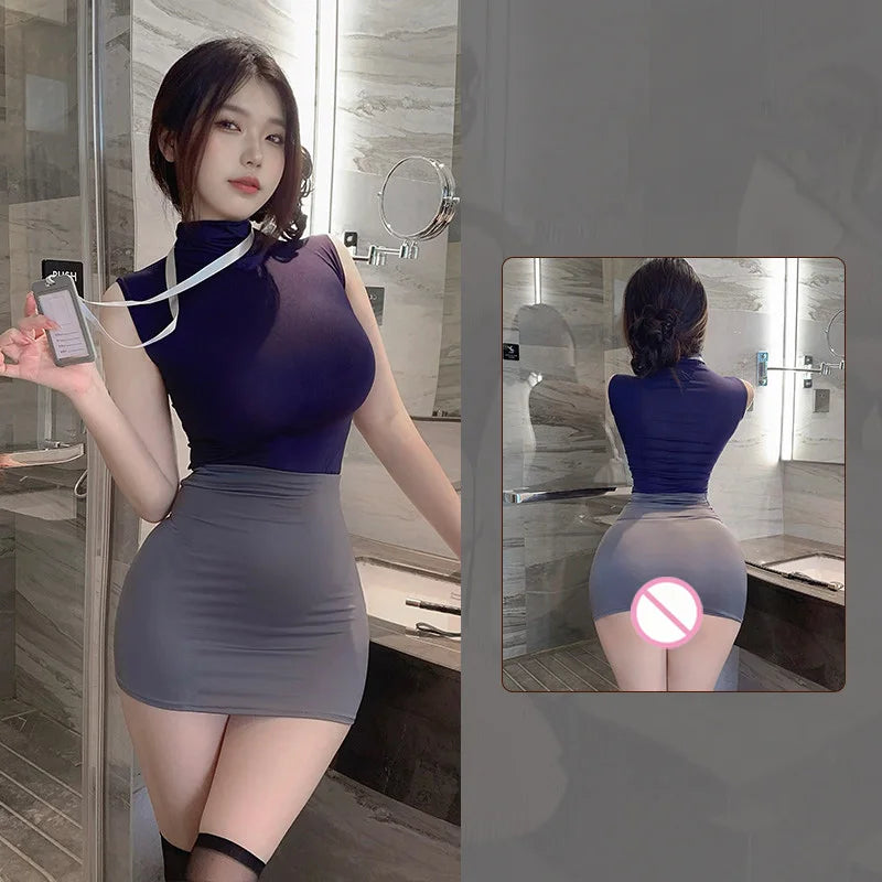 Lingerie female secretary flight attendant professional uniform sexy costumes woman sexy adult female sexy underwear uncensored