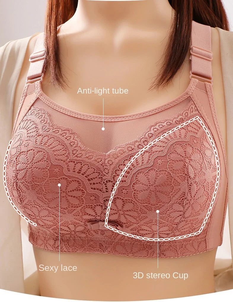 Sexy Lace Bra Cover No Underwire Comfortable Breathable Side Folding Big Breasts Show  Mother Bali Womens Breathe Underwire Bra