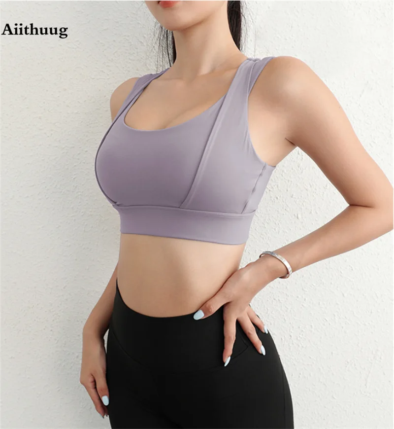 Aiithuug Sports Bras for Yoga Gym Workout Crop Top Fitness Tops Bounce Control Jogging Bras Push Up Running Top Active Wear