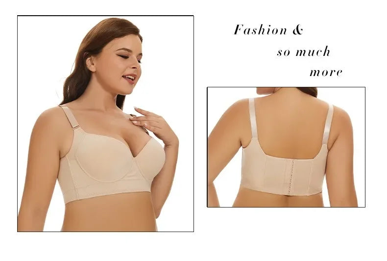 New Full Back Coverage Push Up Bras Women's Hide Back Fat Deep Cup Shapewear Fat Smoothing Uplift Underwire Bra for Big Bust