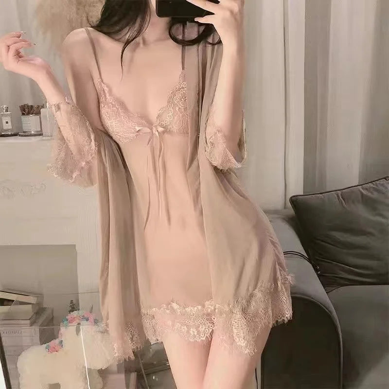 Women's Pajamas Pajama Sets Sleepwear Sexy Lingerie Nightwear Robe Gown Babydoll Nightgowns Suspender Lace Nightdress Home Wear