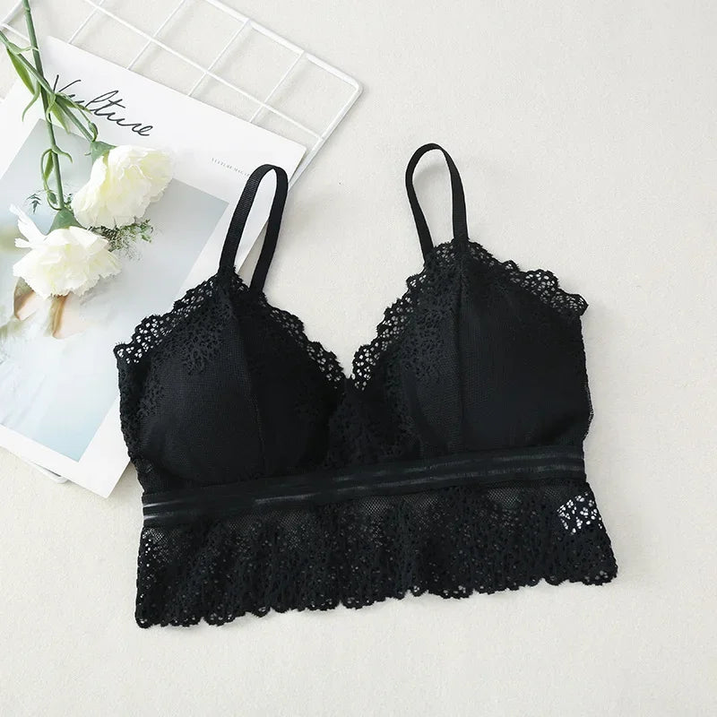 Tube Top Bras Lace Bralette Women Crop Tops Sexy Lingerie V Neck Seamless Underwear Cropped Bra Female Tank Crop Top