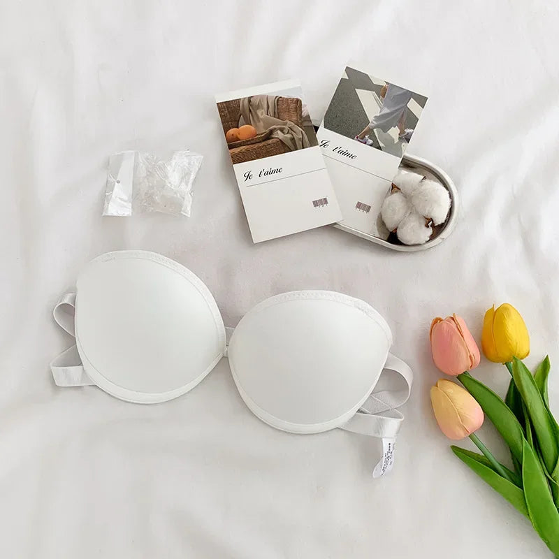 Strapless Lace Bras for Women Sexy Lingerie Backless Invisible Wireless Bralette 1/2 Cup Push Up Underwear Girls Backless Bras
