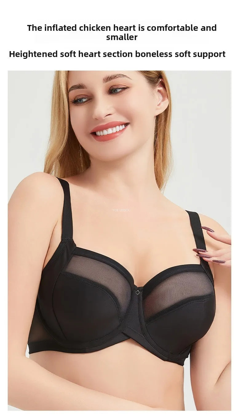 Plus Size Minimizer Bra Full Coverage Lift Support for Large Bust Wirefree Comfort Breathable Mesh Anti-Sagging E F G H I Cup