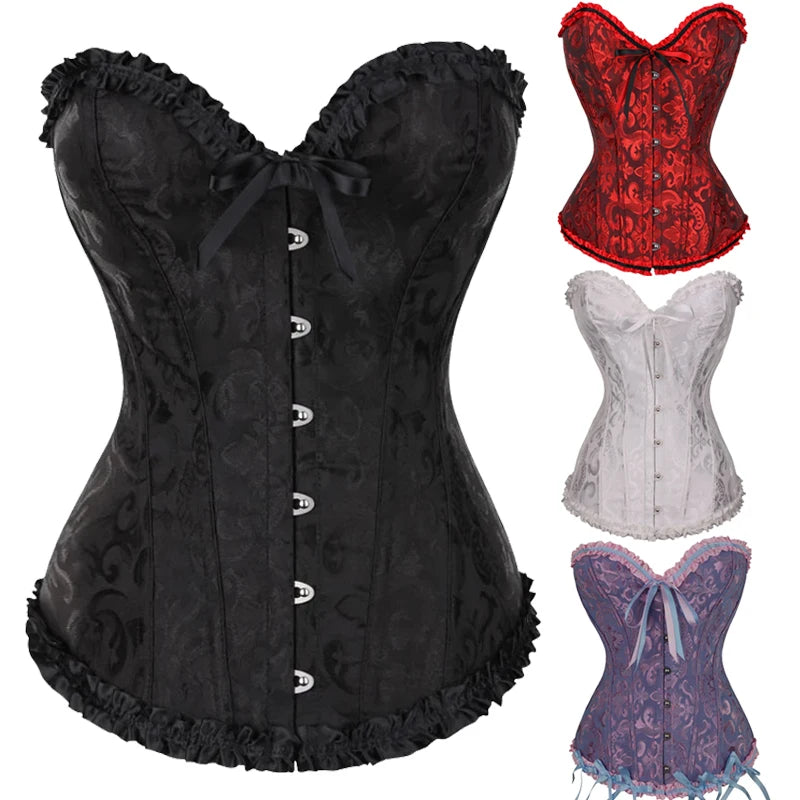 Sexy Corsets Bustiers Floral Lace Tops for Women Victorian Sexy Vintage Flower Overbust Lingerie Corselet Shapewear Gothic Tops