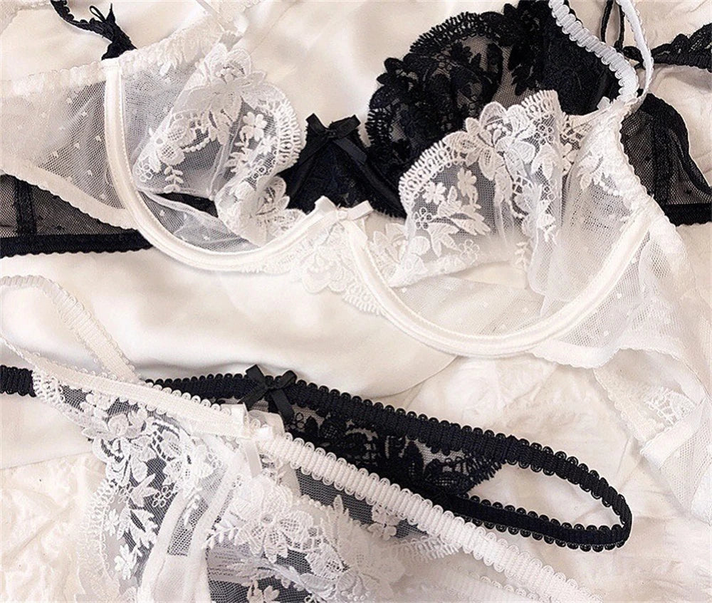 Sexy Women Full Lace Seethrough Bra Thin Underwear Hollow Out Brassiere Lingerie Exotic Nightclub Open Cups Embroidery Brassiere