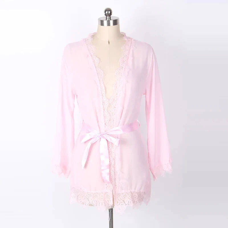 Sexy Sleepwear Night Dress Women Lingerie Lace Ruffles Pajamas Robe See-through Babydolls Underwear Erotic Costumes Sex Clothes