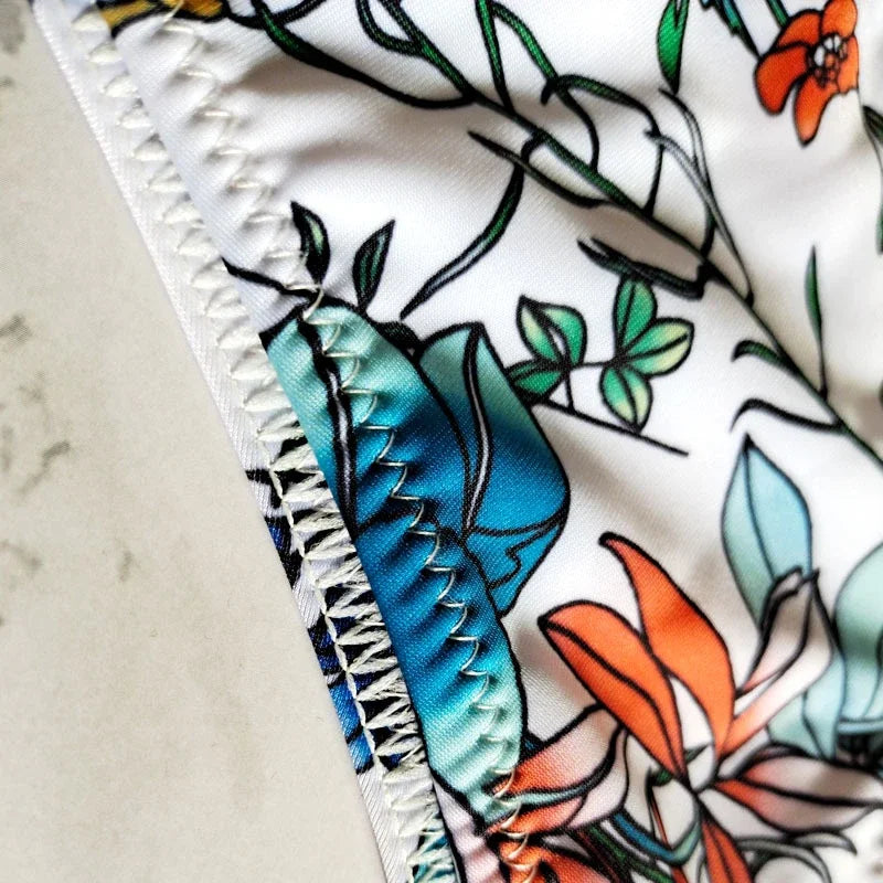 New Floral Print Brazilian Bikini Bottom Women's Swimwear High Waisted Sexy V Thong Swimsuit Bathing Suit Women Swimwear Women