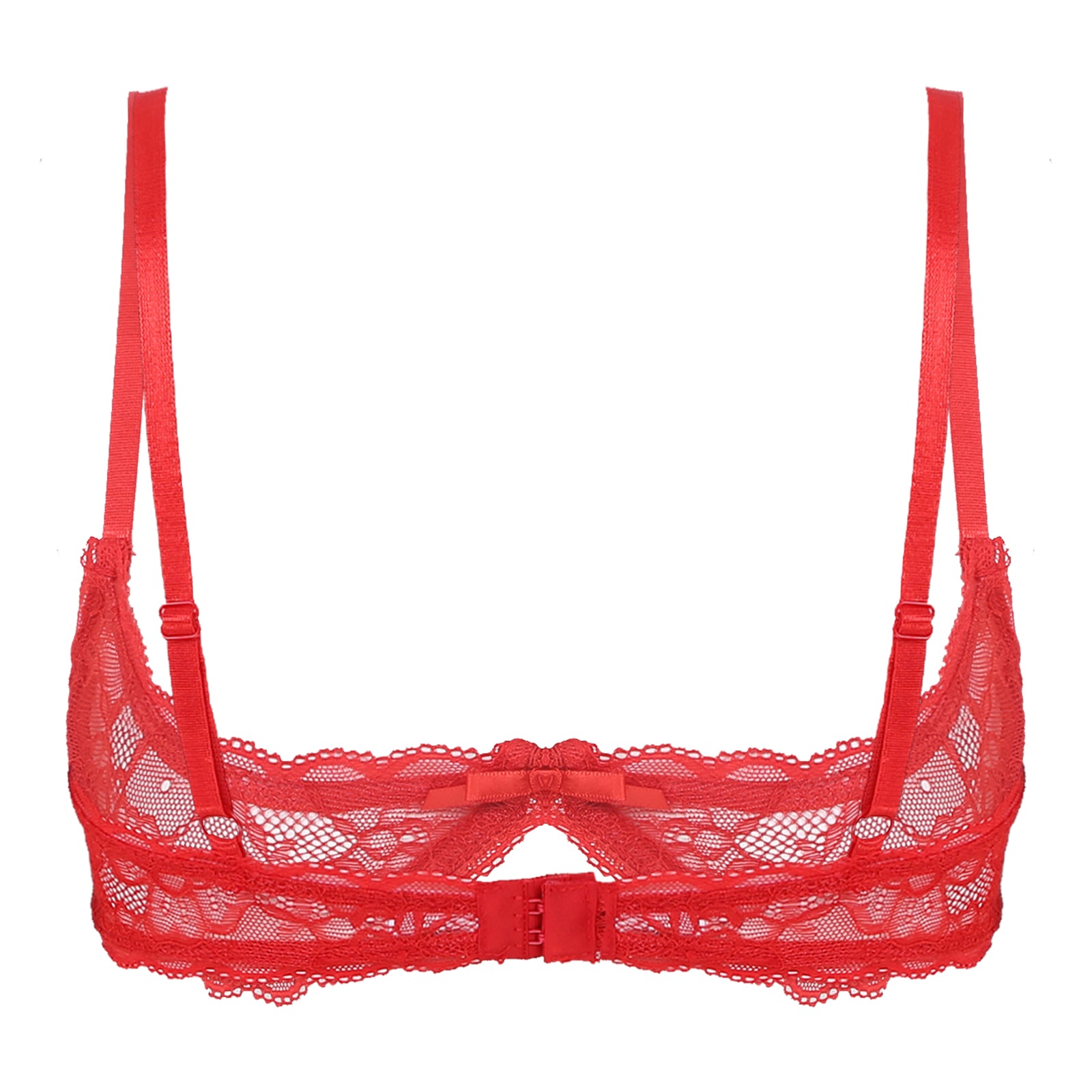Women Sexy Half Cup Bras Open Nipple Lingerie Bra Top Sheer Floral Lace Underwired Underwear Adjustable Straps Unlined Brassiere