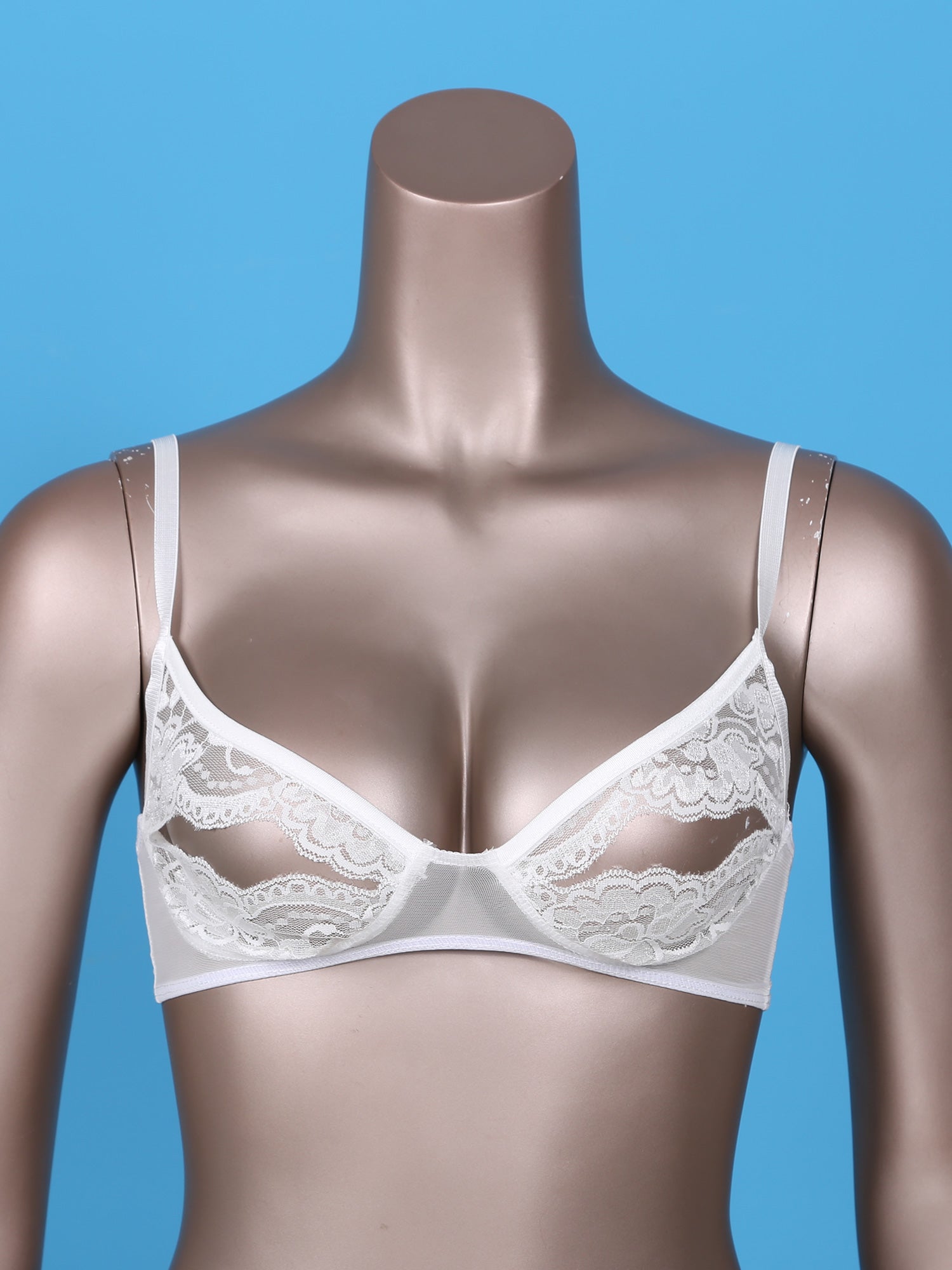 Women Nipple Exposed Bra Sexy Open Cup Lace Lingerie Exotic Brassiere Nightclub See-through Bralette Wire-free Unlined Bra Top