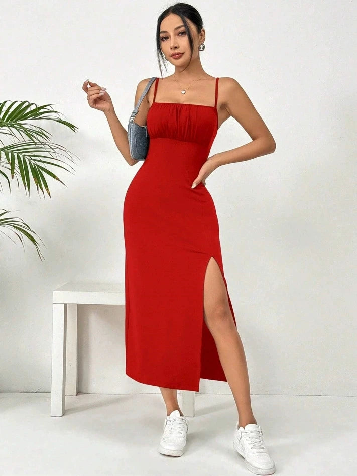 Summer slip dress women's slip bandeau tight height slit solid color leopard print hip skirt