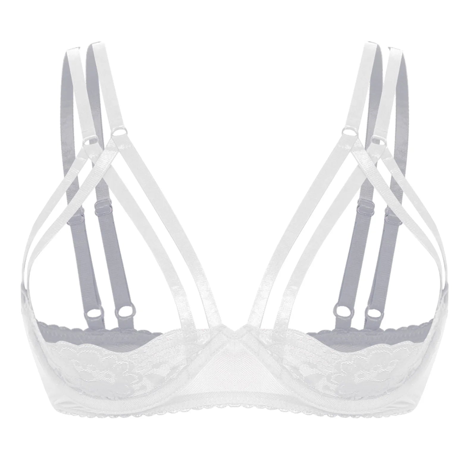 Womens Lingerie 3/4 Lace Cup Bra Push Up Balconette Tops Cupless Brassiere Underwire Open Breast Cup Exposed Nipple Bralettle