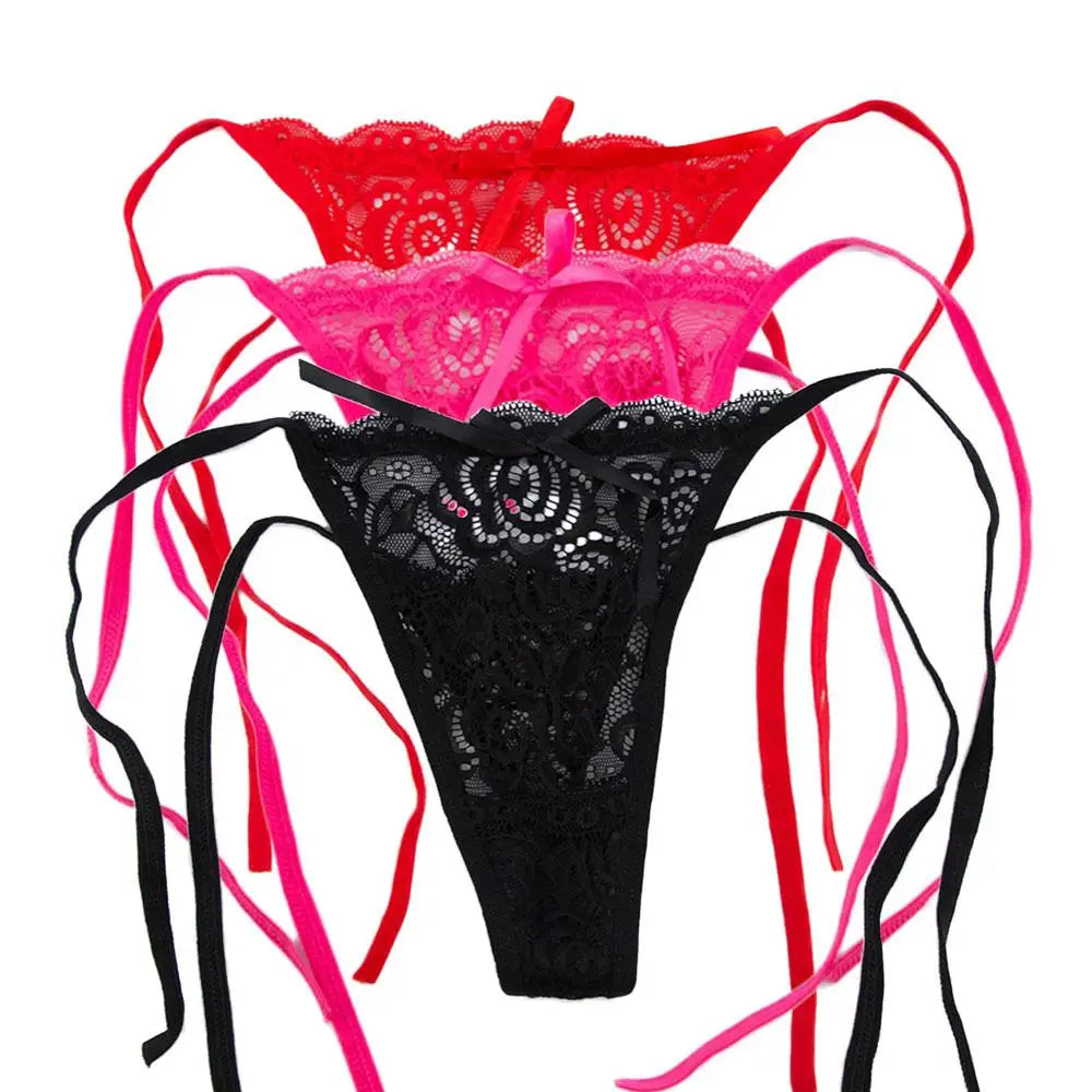 Women's Sexy Intimates Underwear Low Waist Lace Floral Transparent Lingerie Knickers
