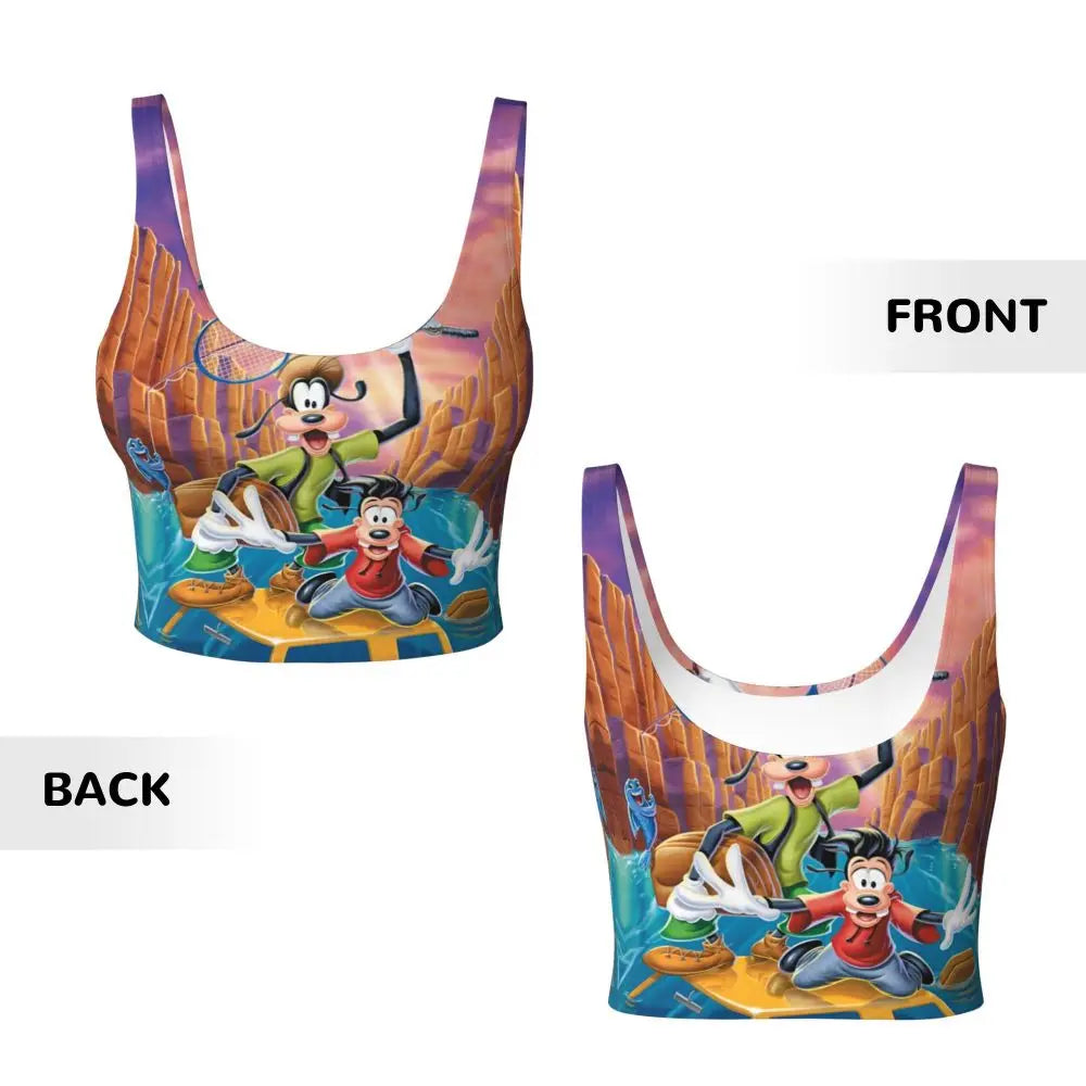 Custom Goofy Cartoons High Impact Sports Bras for Women Mangas Seamless Workout Running Crop Tank Tops
