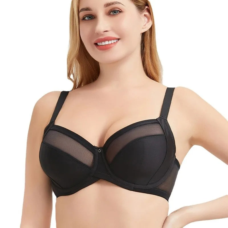 Plus Size Minimizer Bra Full Coverage Lift Support for Large Bust Wirefree Comfort Breathable Mesh Anti-Sagging E F G H I Cup