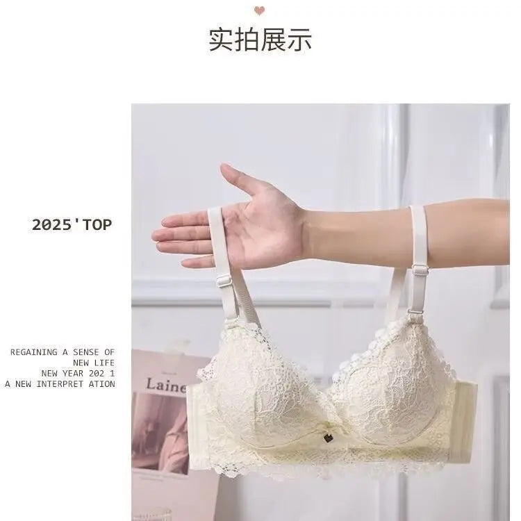 Lace Bra for Small Bust 12cm Extra Thick Push-Up Padding Wireless Support Side Coverage for Lift Shaping Anti-Sagging Comfort
