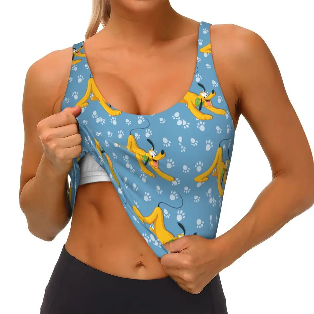 Custom Pluto Anime Manga High Impact Sports Bras for Women Classic Seamless Workout Yoga Crop Tank Tops