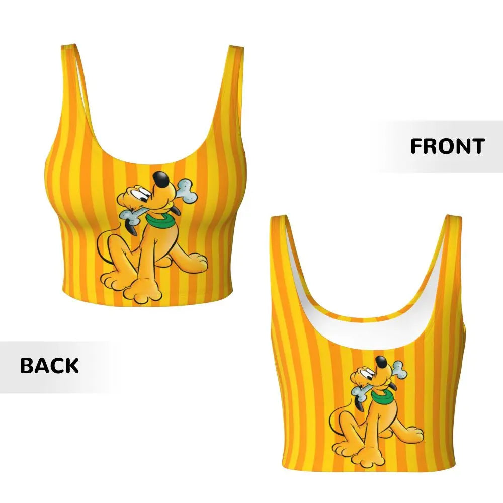Custom Pluto Anime Manga High Impact Sports Bras for Women Classic Seamless Workout Yoga Crop Tank Tops