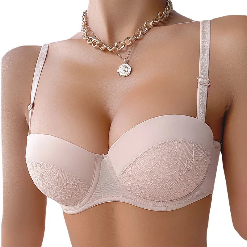 European and American  push-up lingerie for girls with large busts, supports and corrects side breasts, adjustable lace bra
