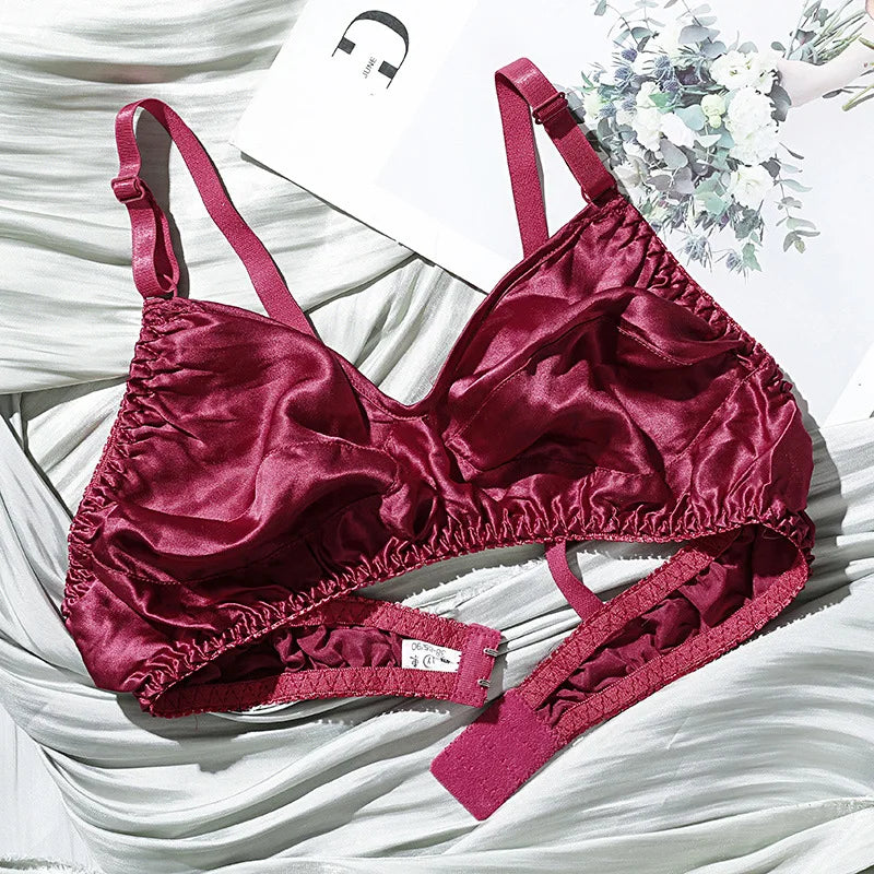 Double-layer Silk Bra Without Underwire, Big Breast, Lightweight Full Coverage Non Padded Brassiere Minimizer Underwear Women