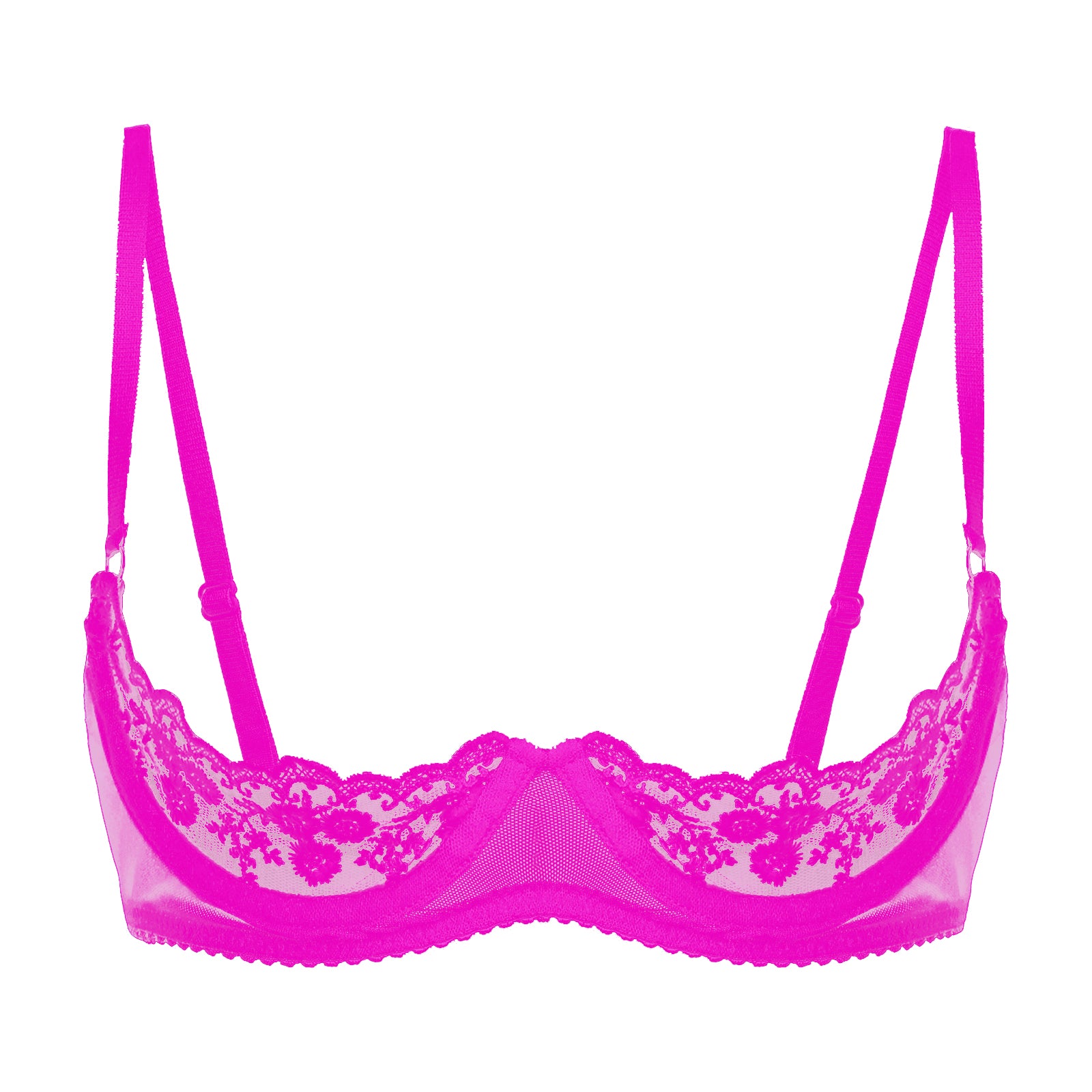 Sexy Womens Sheer Floral Lace Underwired Bra Underwear Unlined Brassiere Lingerie Bare Breast Exposed Open Nipples Bra Tops