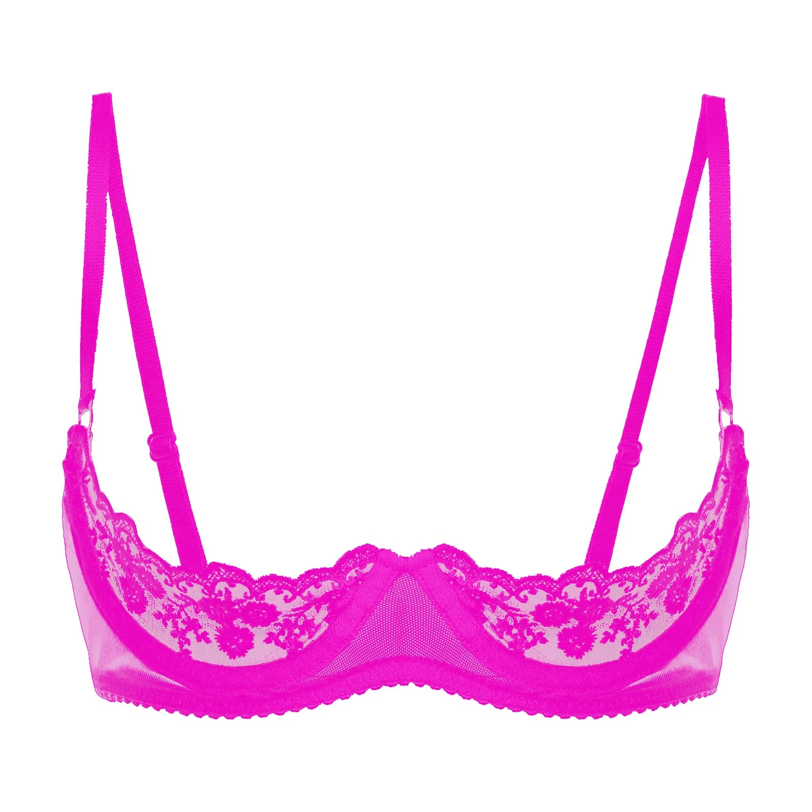 Sexy Womens Sheer Floral Lace Underwired Bra Underwear Unlined Brassiere Lingerie Bare Breast Exposed Open Nipples Bra Tops