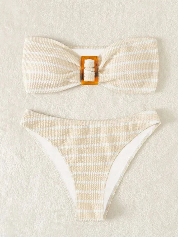 Bikini Sexy Women Swimsuit New Solid Bandeau Bikinis Set Thong Swimwear Summer Biquini 2 Piece Bathing Suit Beach Female