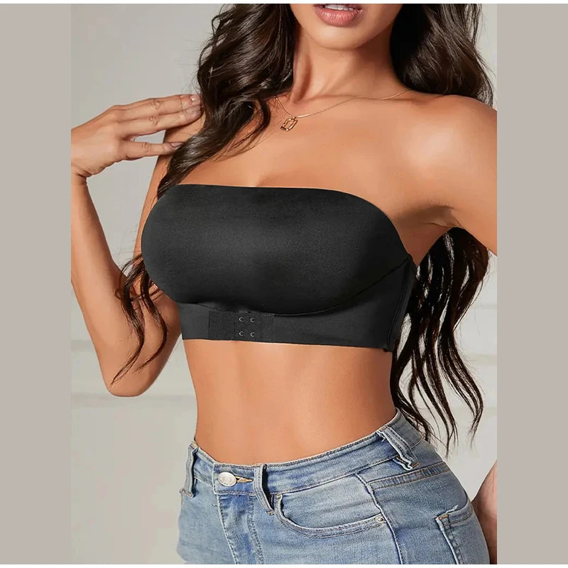 Sexy Seamless Front Button Strapless Bra Anti Glare Gathering Chest Hugging Beautiful Back Women Bra Strapless Non Slip Bra