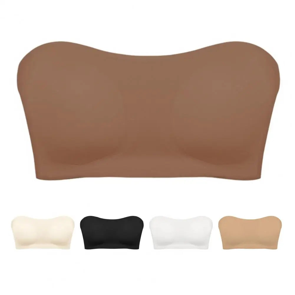 Invisible Bra with Side Breast Buttons Half Cup Contoured Cups Strapless Bra Anti-slip Off-shoulder Dress Top Pairing Bra