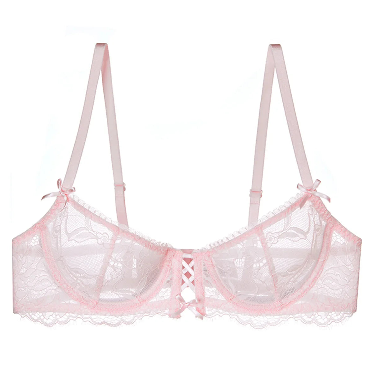 Women Sexy Bra See Through Lace Lingerie Bow Lace Embroidery Underwear Daily Female Bra