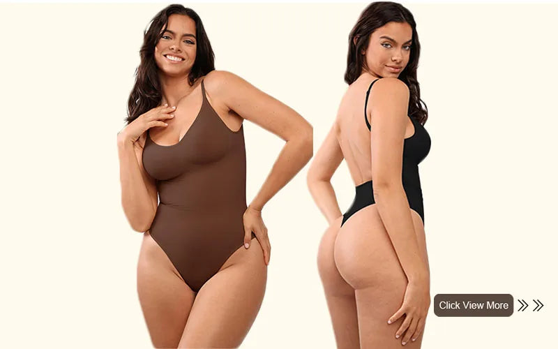 GUUDIA Shapewear Ribbed Body Shaper Suits Tummy Control Open Crotch Spandex Body Shaper Elastic Stretchy Daily Shapers Essencial