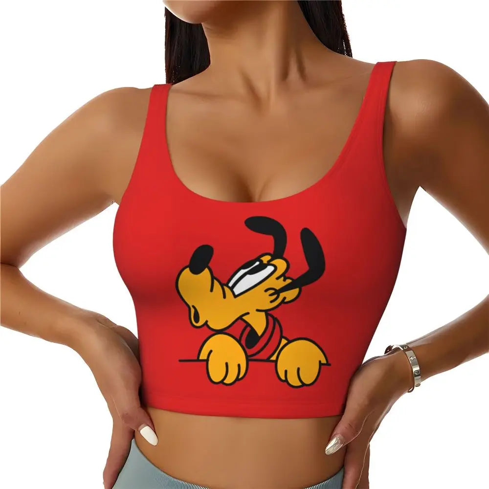 Custom Pluto Anime Manga High Impact Sports Bras for Women Classic Seamless Workout Yoga Crop Tank Tops