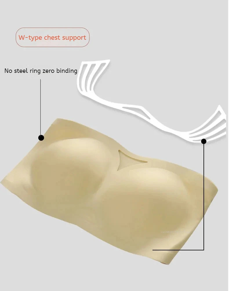 Non-slip Strapless Underwear Bra Seamless Sport Bras Women Soft Thin Push Up Underwear Lingerie Sleep Top Invisible Lingerie