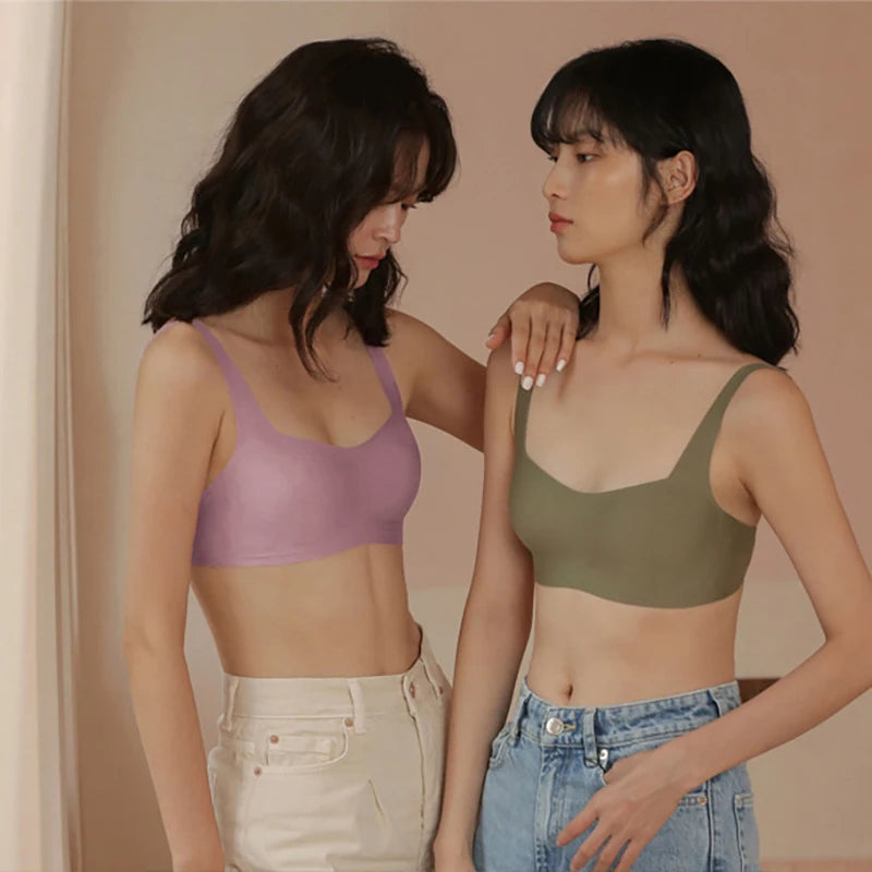 Seamless Bras For Women Square Neck Invisible Tops Push Up Bras Wire Free Underwear Soft Intimates Bralette Girls Sleep Lingerie
