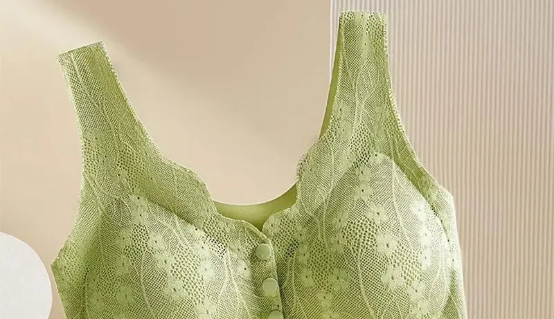 Mom's underwear, middle-aged and elderly women's bras, seamless front open button vest style, oversized summer thin new bra