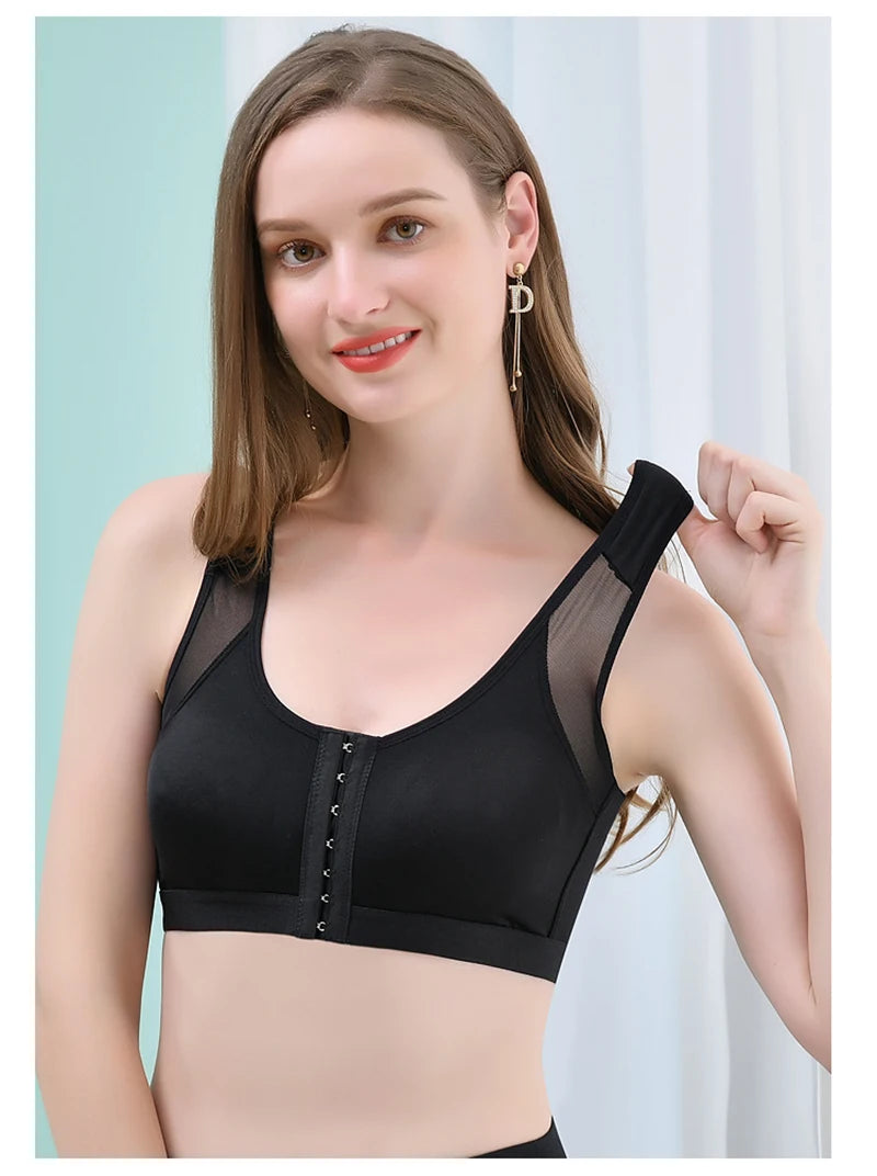 Large Size Sexy Front Closure Bra Wire Free Brassiere Intimates Women's Push Up Bralette Underwear Female Unlined Bras Lingerie